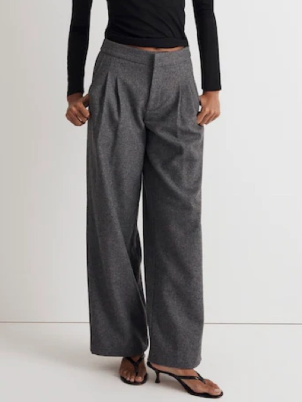 NWT Madewell Harlow Low Slung Wide Leg Pants Wool Blend Gray Size 10